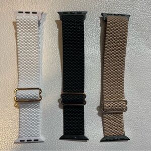 3 Packs Stretchy Nylon white ,black ,light-brown size 38/40/41mm